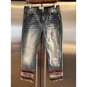 Driftwood Women’s Size 29 Collette Straight Embroidered Sequin Blue Jeans Boho